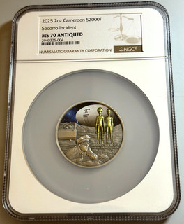 2025 Socorro Incident 2oz. Cameroon Graded MS 70 Coin 296