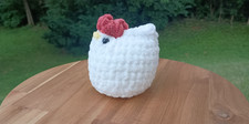Crochet Chicken Plushie - Handmade Stuffed Animal - White Chicken