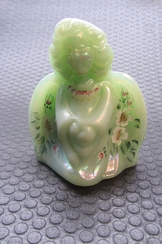 Fenton Glass Hand Painted Iridescent Guardian Angel Figurine With Sticker