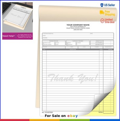 Carbonless NCR Forms Books 8.5x11 2 Part 300 Sets Duplicate Invoice Receipt