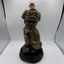 Foo Dog Figure With Glass Ball Heavy Brass/Bronze On Base 15” Tall (Read Below)