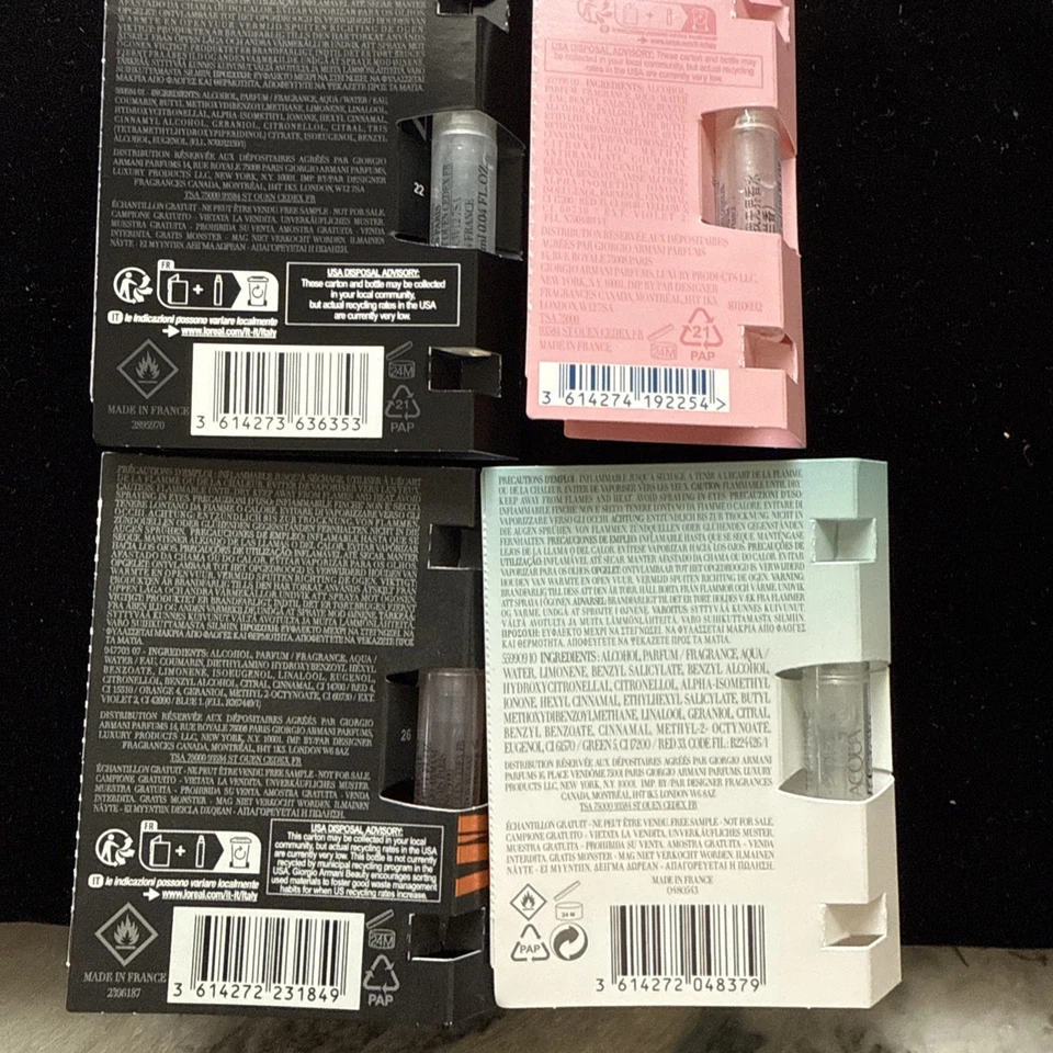4 Perfume Giorgio Armani - My Way, You, Acqua, Código, Amostras NOVO - Imagem 2 de 2
