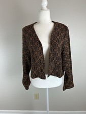 Handwoven Cardigan Sweater Size S Tribal Southwestern Aztec Print Native Brown