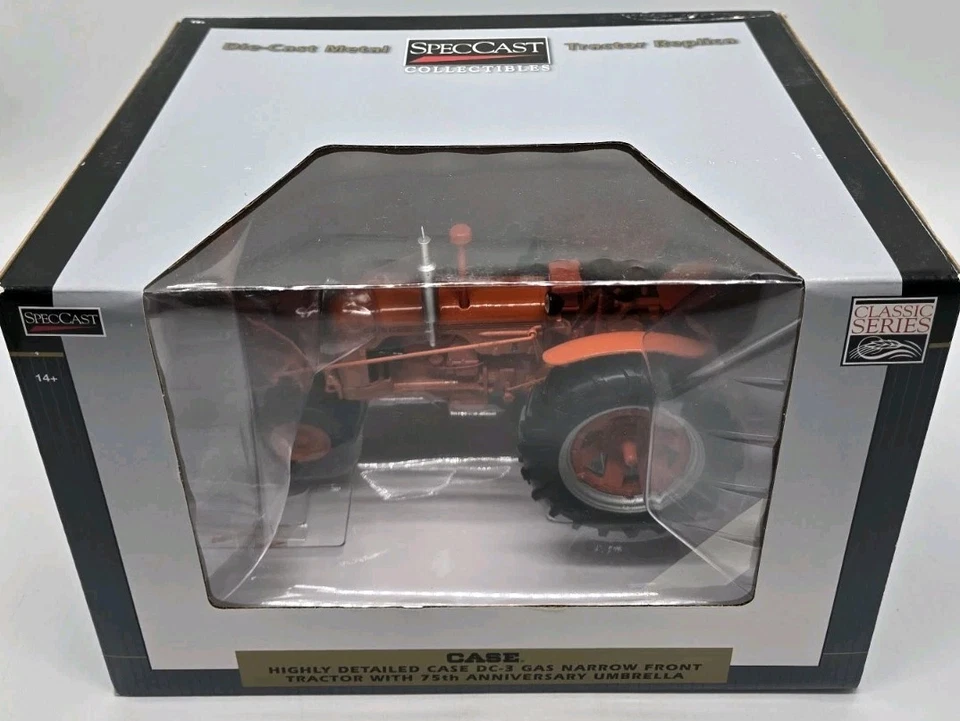 Tractor delantero estrecho de gasolina SpecCast Classic Case DC-3 y 75 aniversario Paraguas 1/16 Foto 3 de 4
