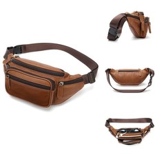 Leather Fanny Pack Waist Bag 03Brown