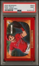 2024 BOWMAN 1955 ANIME #BA3 RED REFRACTOR /5 MIKE TROUT PSA 9 MINT SSP CASE HIT