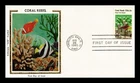 US COVER CORAL REEFS FINGER CORAL HAWAII FDC COLORANO SILK CACHET