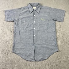 Vintage JC Penney Big Mac Shirt Mens Large Blue Selvedge Chain Stitch Chambray