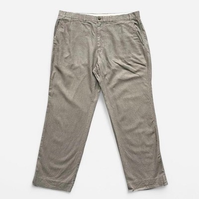 Marks & Spencer Linen Viscose Blend Trousers 38W 31L Taupe Preppy Holiday Work