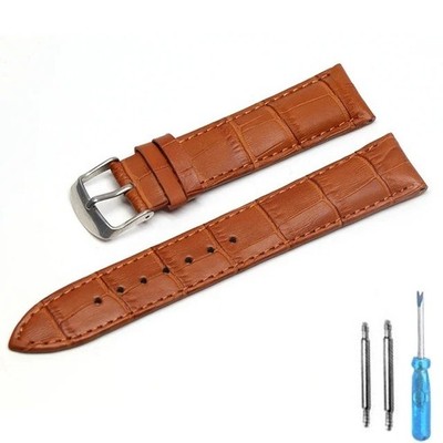 18mm 20mm 22mm Quick Fit Alligator Grain Genuine Leather Watch Band Strap