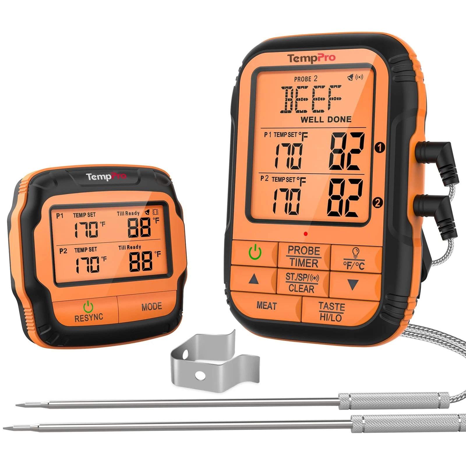 500FT Long Range Wireless Meat Thermometer for Grilling and Smoking with 2 Pr...