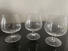 60-er: 3 Cognac Schwenker  Gl&auml;ser Linien Schliff VINTAGE