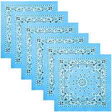 Light Blue Trainmen Paisley Bandana 6-Pack Extra Large Head & Face Wrap 27"x27"