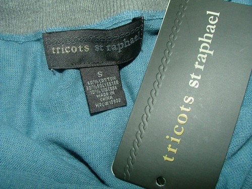 NEW WT TRICOTS ST RAPHAEL 1/2 ZIP VEST SIZE S COTTON POLYESTER VISCOSE BLUE #220 - Picture 4 of 4