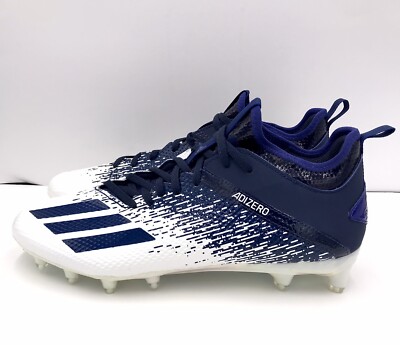 Size 12.5 - ADIDAS ADIZERO 21 Football Cleats - White / Navy Blue - FX1285 Men s