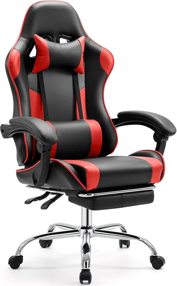 Luxury Gaming Chair PU Leather Ergonomic Reclining Chair w/ Wheels and Footrest - Image 2 of 4