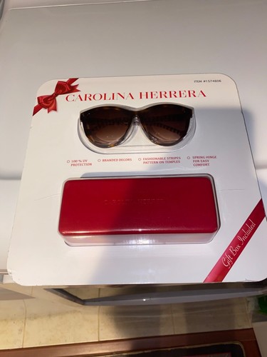 Carolina Herrera Sonnenbrille braun Schildpatt Streifen Gestell braune Gläser b - Bild 1 von 2