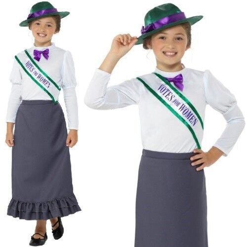 Victorian Suffragette Fancy Dress Costume Girls Emily Book Day Outfit - Picture 2 of 4