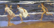 high quality oil painting handpainted on canvas "Running along the beach"