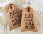 12 Eat Drink & Be Married Burlap Wedding Bridal Shower Party Favor Bags