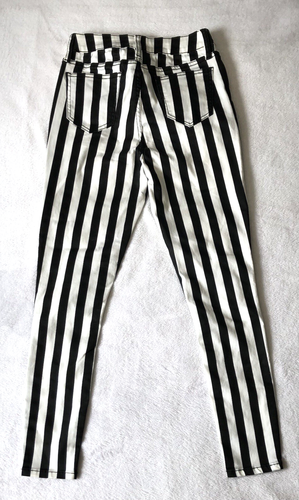 Hot Topic Damen Jeanshose Super Skinny Größe 3 Streifen schwarz & weiß neu mit Etikett - Bild 4 von 11