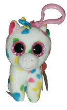 Ty Beanie Boos Key Clip HARMONIE Unicorn 3" NEW MWMTs Plush Stuffed Animal Toy