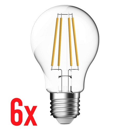 6x LED Filament Birne 7W = 60W E27 klar 806lm 4000K Kaltweiß 7-Watt = 60-Watt - Bild 1 von 4