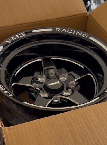 VMS Racing Black V Star Drag Wheel Rim Two 13x9 and Two 15x3.5 4X100 4X114 - Picture 8 of 13
