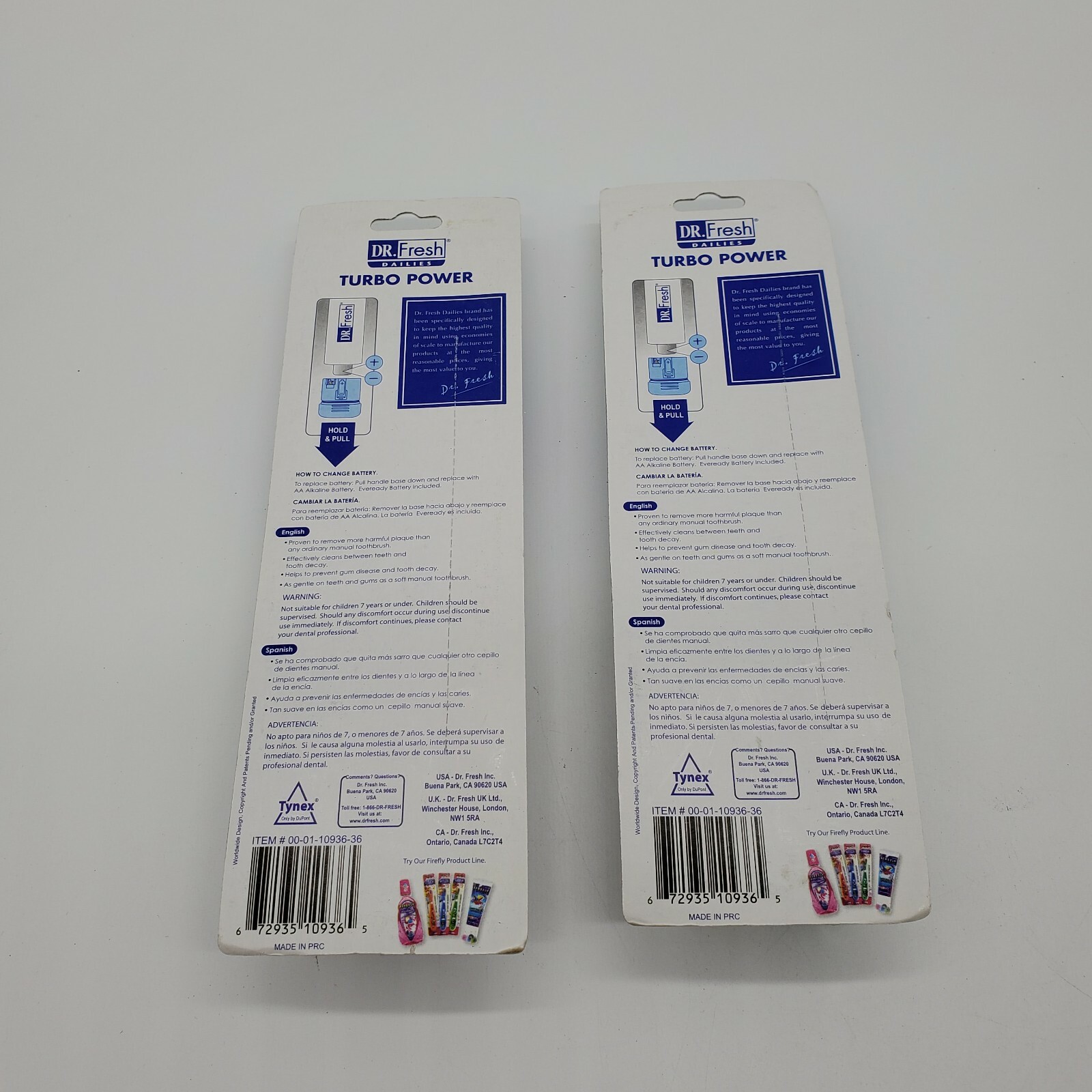 Dr. Fresh Turbo Power Battery Powered Toothbrush Lot of 2 New in