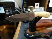 8 1/2" O.A. CHIPAWAY HUNTING KNIFE440HC BLADE WHITE SMOOTH BONE HANDLE LEA SH