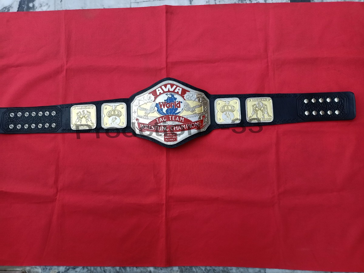 New AWA World Tag team Wrestling Champion Belt 4mm Zinc & 24k