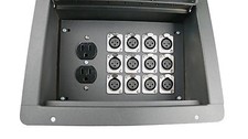 Recessed Stage Floor Box w/12 Female XLR Mic Connectors  Duplex AC