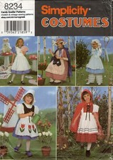 Simplicity 8234 Milkmaid, Betsy Ross, Bo Peep, Riding Hood, Alice Sz 3-6 PATTERN
