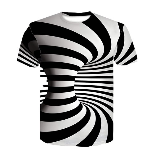 Black and White Graphic 3D Printed T-Shirt for Casual Outings, Travel, and Leisu - Picture 28 of 64