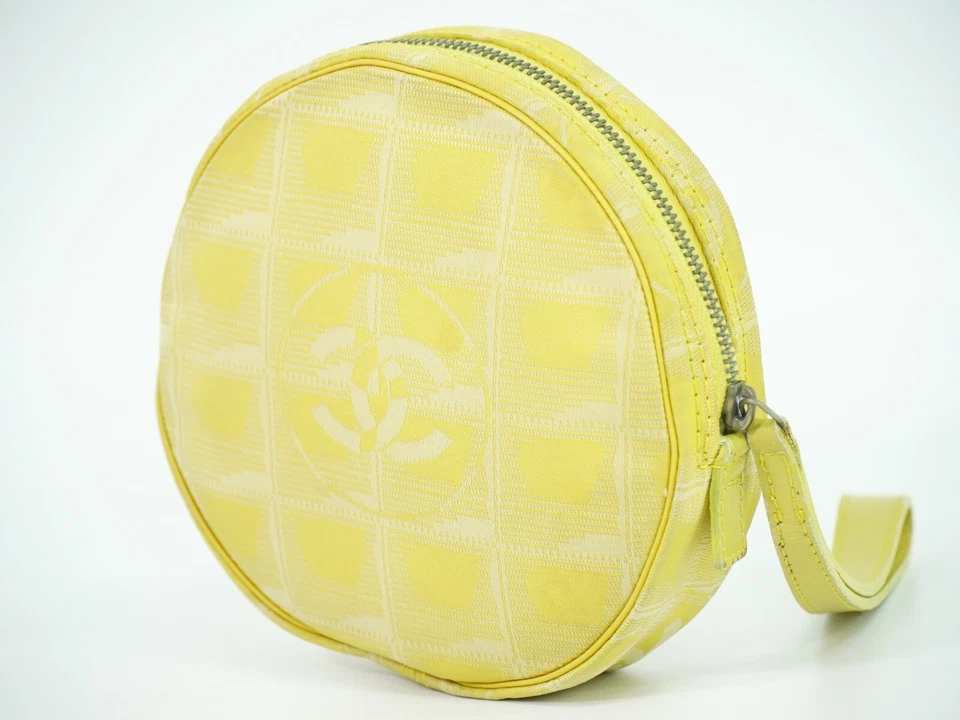 CHANEL New-Travel Canvas Round Mini Pouch Yellow - Image 2 of 4