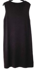 EILEEN FISHER Dark Brown 100% Wool Knit Sleeveless Shift Dress SMALL = 6/8 EUC