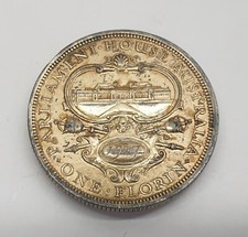 Solid Silver 1927 George V Parliament House Australian One Florin Coin Brooch