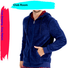 70 Club Room Men's Fleece Reversible Pajama Hoodie Polyester Blue/Red Size M