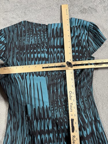 BISOU BISOU Michele Bohbot Dress 4 Black Green Geometric Short Sleeve Bodycon - Picture 10 of 15