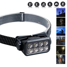 COB+LED Headlamp USB Rechargeable Headlight Torch Work Light Bar Head Band Lamp