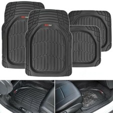 Black Motor Trend Deep Dish All Weather Rubber Car Floor Mats - 4pc Set