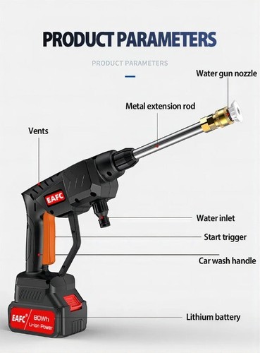 Akku Hochdruck Auto Waschpistole Autowaschpistole Elektrische Wasserpistole Maschine - Bild 22 von 24