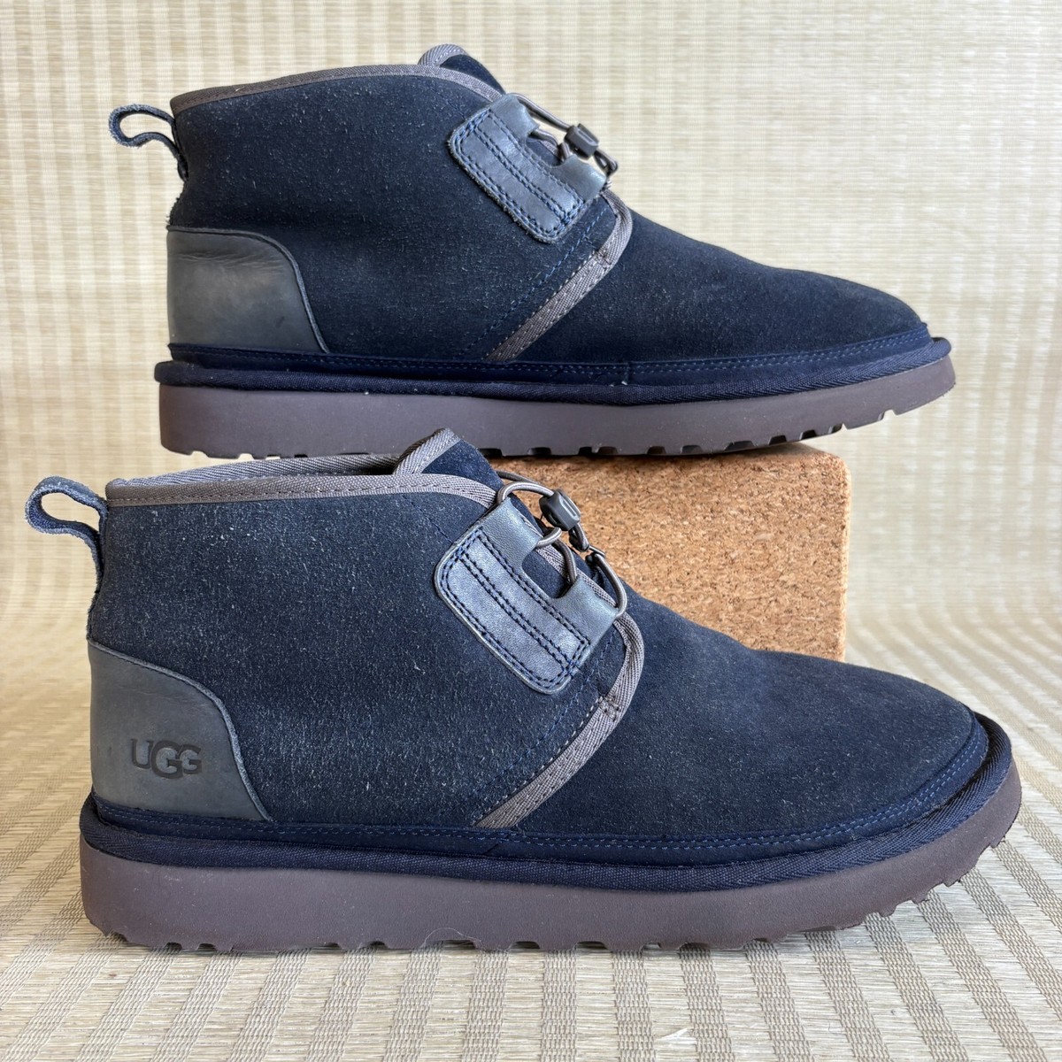 UGG Mens Neumel Ghillie Chukka Boots Navy Blue Suede Sheepskin