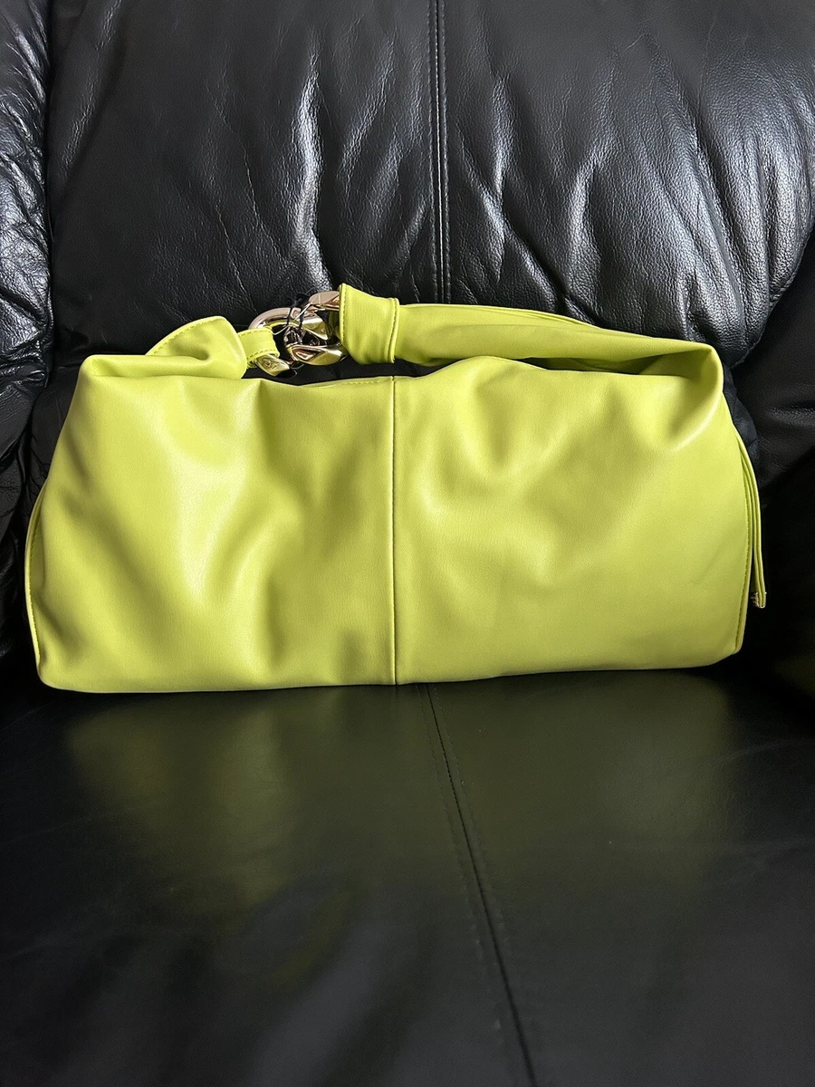 River Island Slouch Shoulder Bag Womens Green Faux Leather Summer Party Pouch