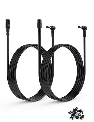 2 Pack DC Power Extension Cable 5M 16.4FT 5.5mm x 2.1mm 5521 90 Degree Right ...