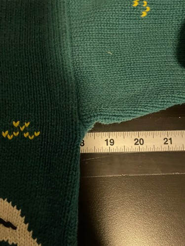 Vintage Talbots for Kids Sweater Unisex Medium Green Camper Fall Leaves Art 90s - Picture 4 of 6