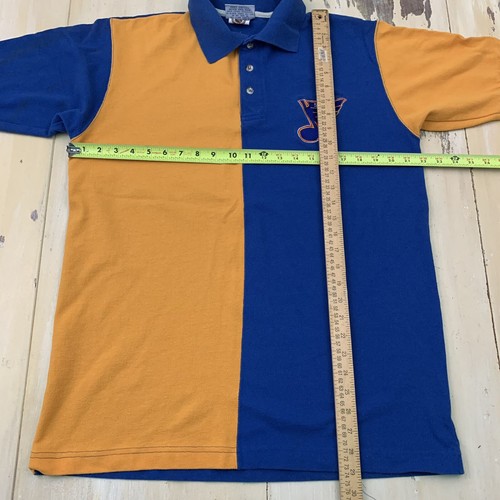 ST LOUIS BLUES - Vtg 1990s Color Block Yellow THE GAME Polo Shirt, Mens LARGE - Imagen 10 de 10