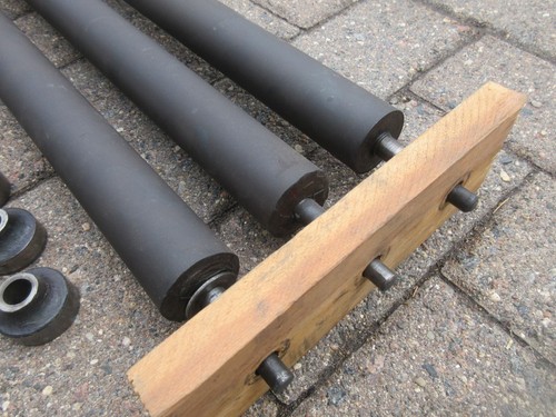 Letterpress Rollers - For Peerless Printing Press - Set of 3 w/ Trucks      K40 - Picture 4 of 7