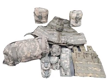 12 PC US Military RIFLEMAN SET MOLLE FLC Vest ACU w 10 Pouches & Waist Pack VGC