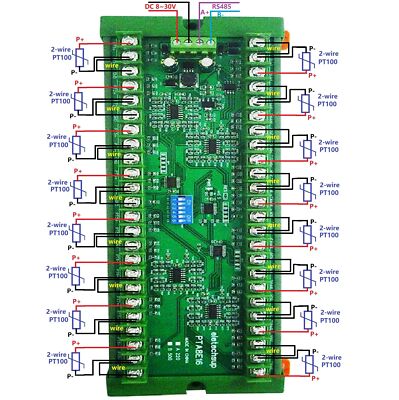 16CH DC 12V 24V Temperature Analog PT100 Resistance RS485 Collector Modbus RTU